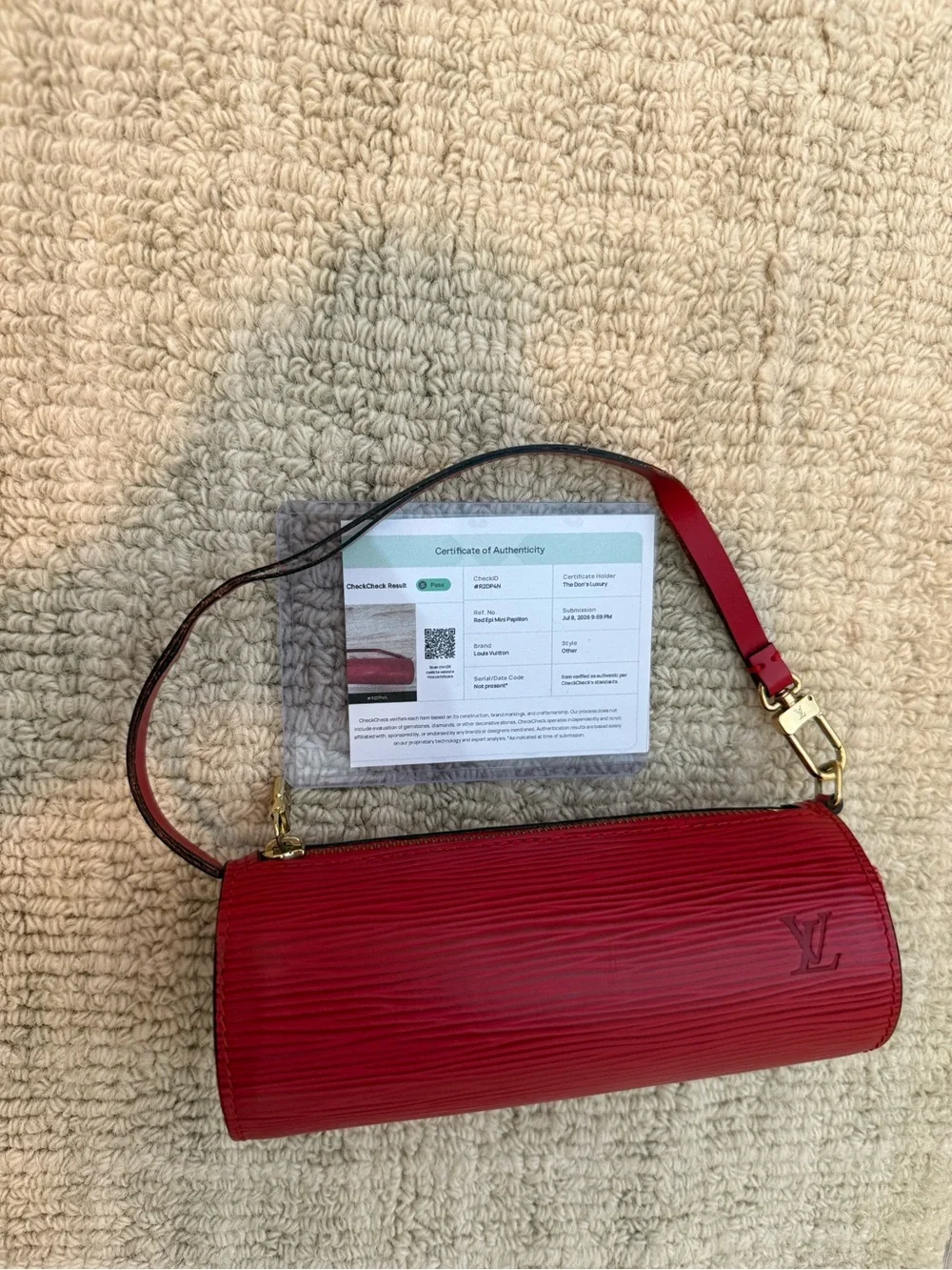 Louis Vuitton Red Epi Leather Cylindrical Wristlet Clutch